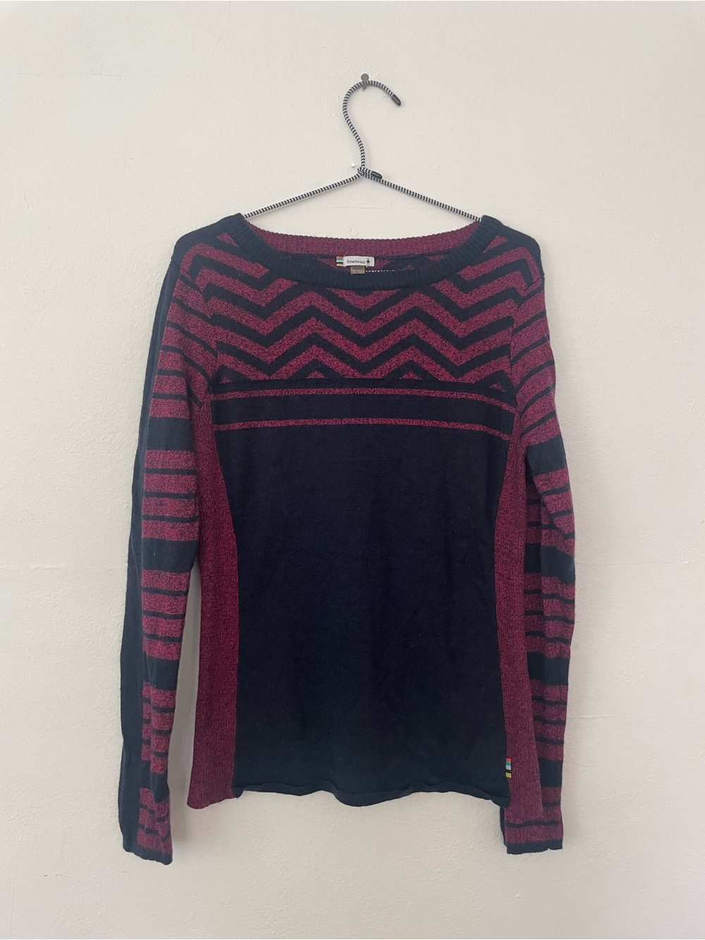 Smartwool Chevron Knit Sweater - Black & Magenta